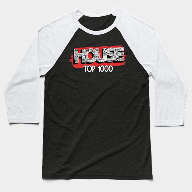 House Top 1000 enkel zwart Baseball T-Shirt by WkDesign